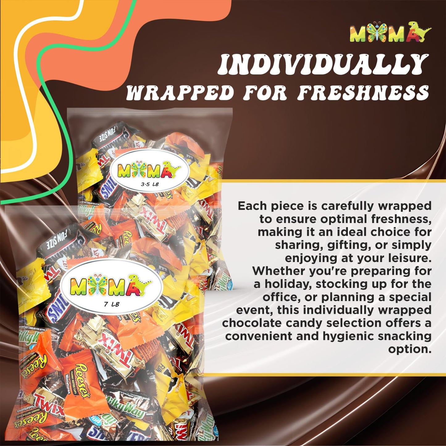 Assorted Christmas Chocolate Candy Mix Reclosable Bags - Ideal for Any Occasion Mini Chocolate Bars - Individually Wrapped Chocolate for Party Favors, Dessert Tables & More - 3.5Lbs