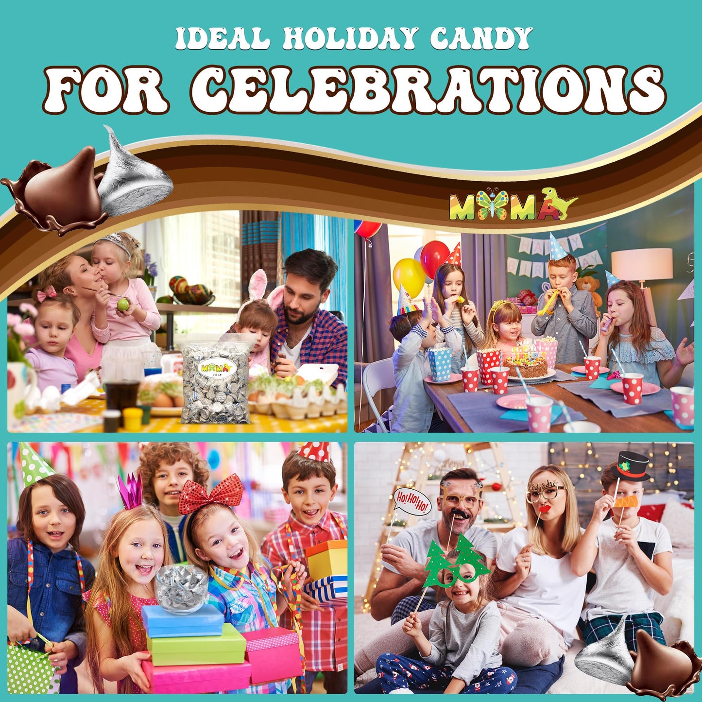 Kisess Silver Foiled Classic Milk Chocolate - 1.5 lb Individually Wrapped Bulk Candy for Snacking & Sharing - Chocolate Treats for Christmas, Birthdays & Easter